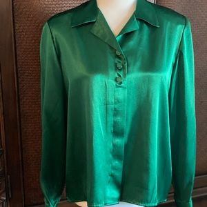 Vintage Joan Leslie Emerald Green Blouse